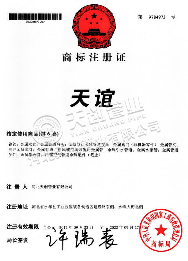 Registration Certificate Of TIANYI